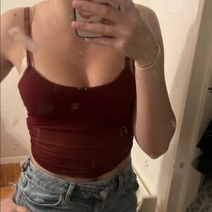 Maroon mesh bustier